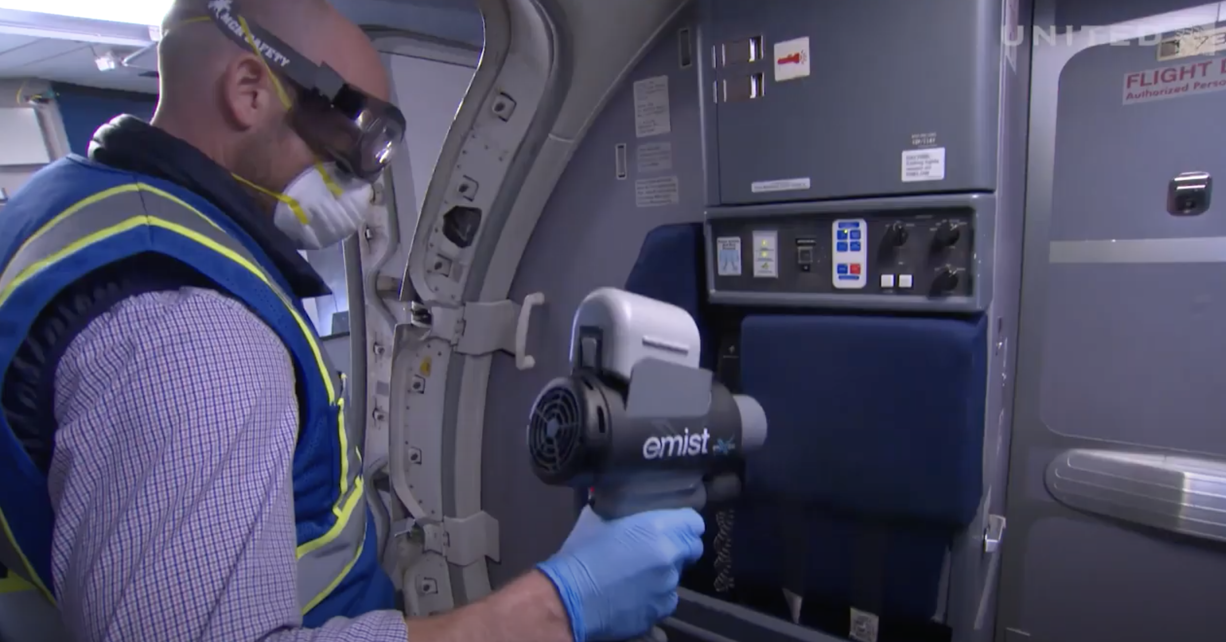 United Airlines Uses EMist’s Electrostatic Technology